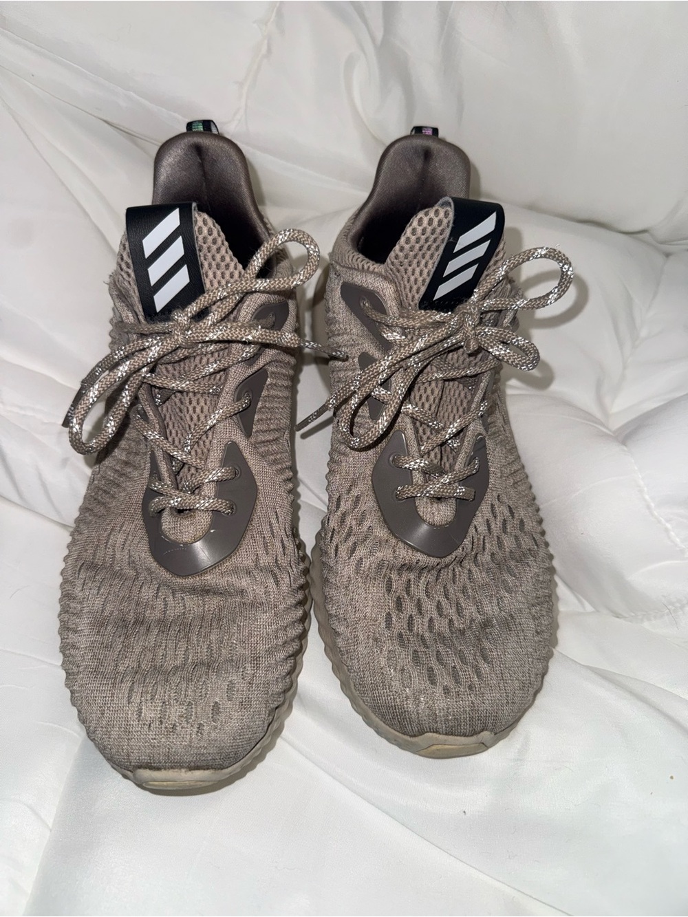 adidas women’s Athletic Knit Running Shoes - Taupe